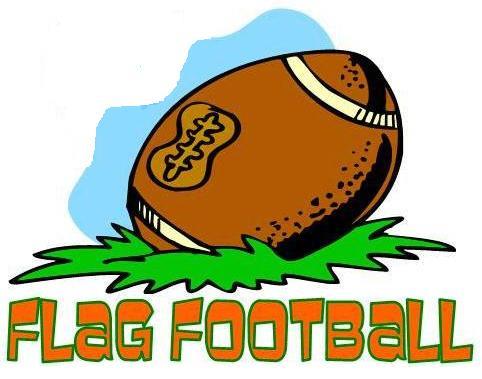 Image of a football in the grass with Flag Football written below