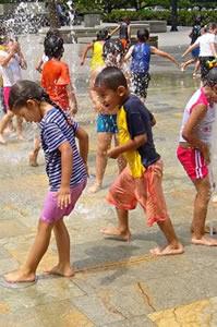 kids playing in water